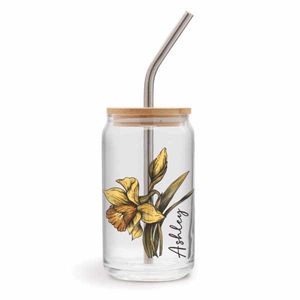 can glass gooten mockup square vert Personalized Birth Flower Coffee Cup With Name, Soda Can Glass With Lid and Straw