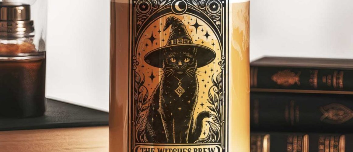 halloween-candle-books_square The Witches Brew Witch Cat Tarot Card Glass Can With Lid And Straw